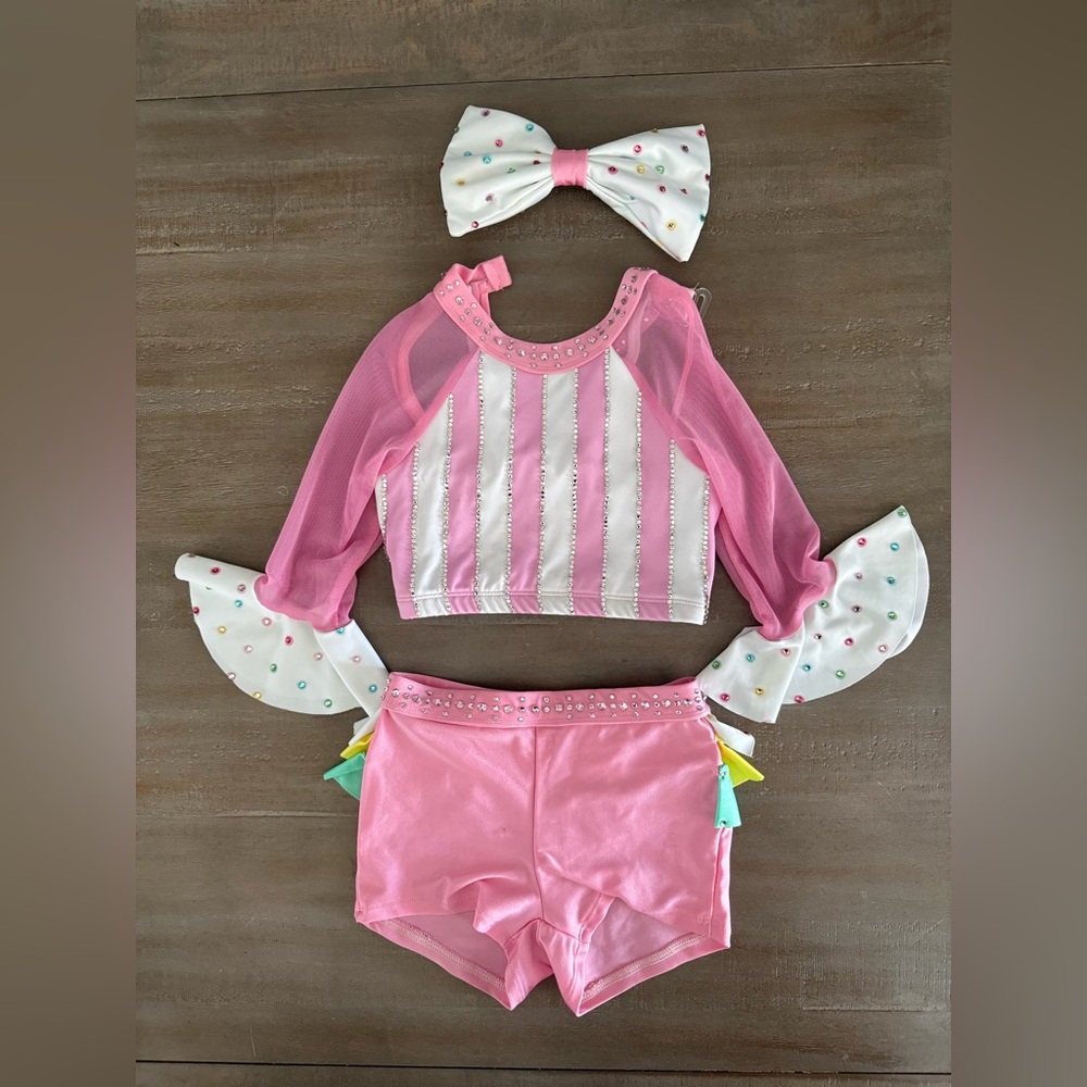 Pink and White Kids Custom Dance Costume
